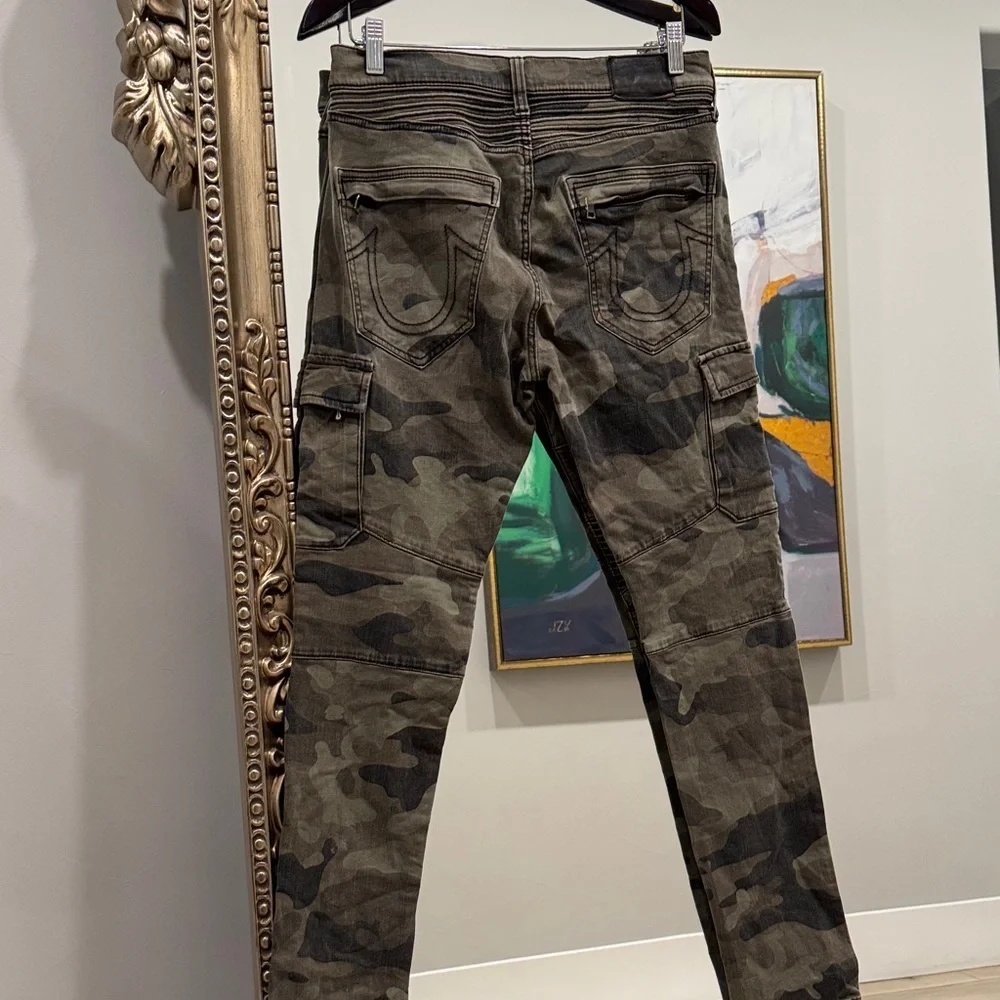 True Religion Green and Black Cargo Pants